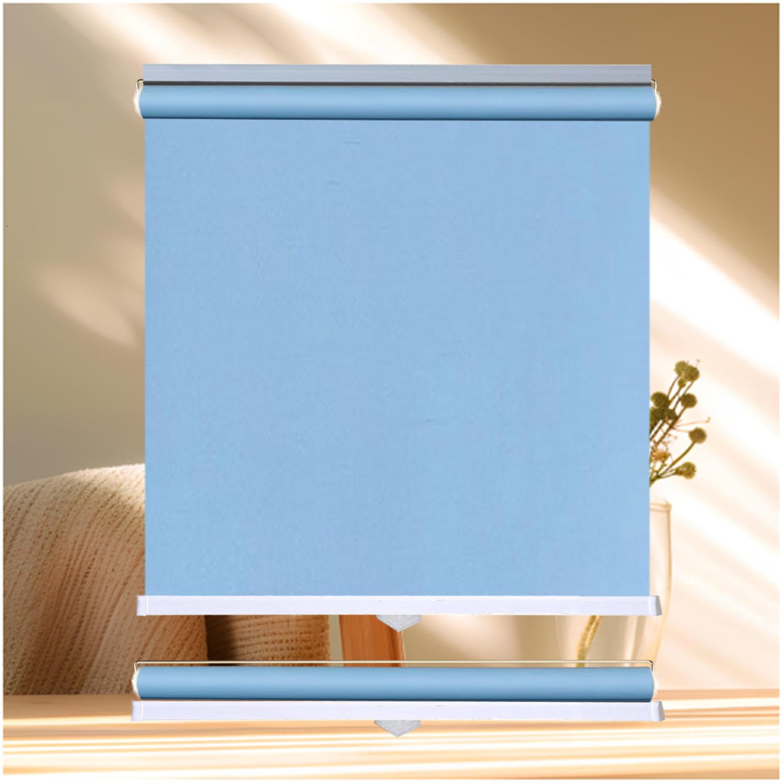 Thermal Blackout Roller Blinds 50/65/80/95/110/130cm, Window Roller Shades, Auto-retractable Blackout Curtains, Temporary Privacy Blinds, Home Sun Shades,blue-95x160cm/37 * 63in