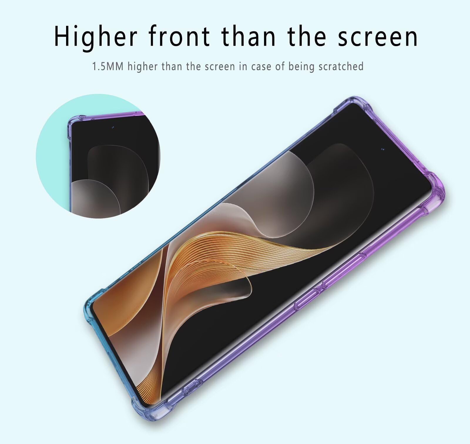 EASSGU Custodia Per Vivo V40 5G (6.78'') - Cover In Silicone TPU Sfumata Blu Rosa - Antiurto E Antigraffio - 4