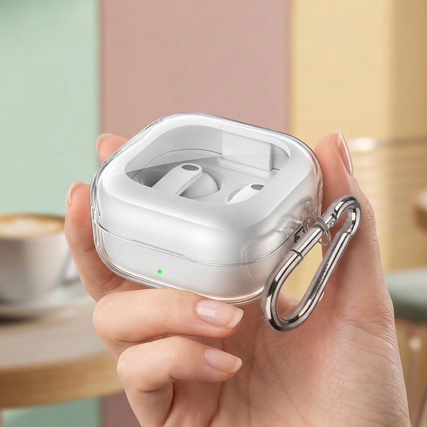CaseOnn Samsung Galaxy Buds 4 Kılıf Askı Aparatlı Transparan Silikon Şeffaf
