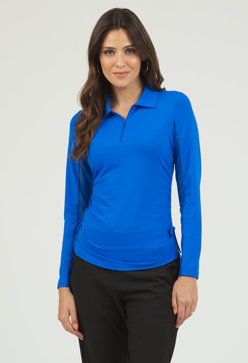 IBKUL Adjustable Zip Long Sleeve Polo
