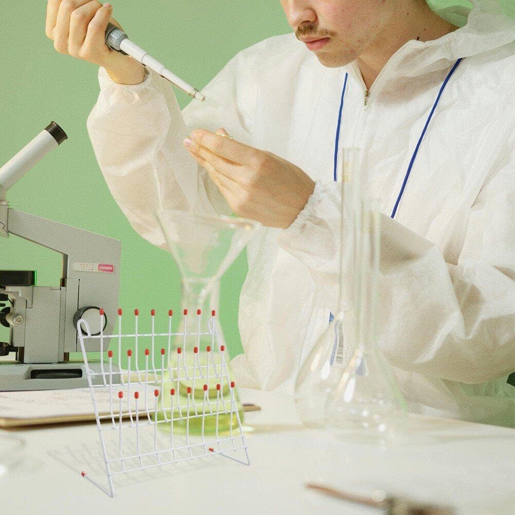 Röhrchen-trockengestell, Labor-abtropfgestell, Glaswaren, Becher-trockenhalter, Stahldraht, Testbaumständer, Reinigungsrahmen, Werkzeug, 24 Klammern, Flaschen-trockengestell