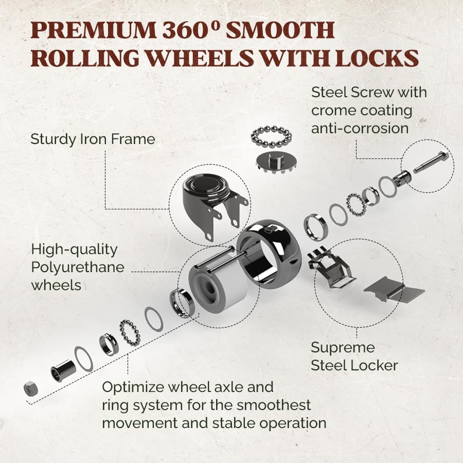 Miniatura 4 de Idzo Capacidad 350 libras Organizador para plantas con ruedas, soporte para plantas de hierro fundido resistente con ruedas bloqueables, estilo