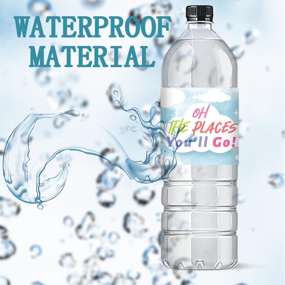 PH PandaHall 30 etiquetas impermeables para botellas de agua 21,6 x 6,4 cm "The Places You'll Go"
