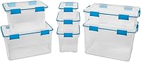 Vista 6 de Sterilite 7.5 Qt Gasket Box, Stackable Storage Bin with Latching Lid and Tight Seal, Plastic Container to Organize Basement, Clear Base, Lid, 1-Pack