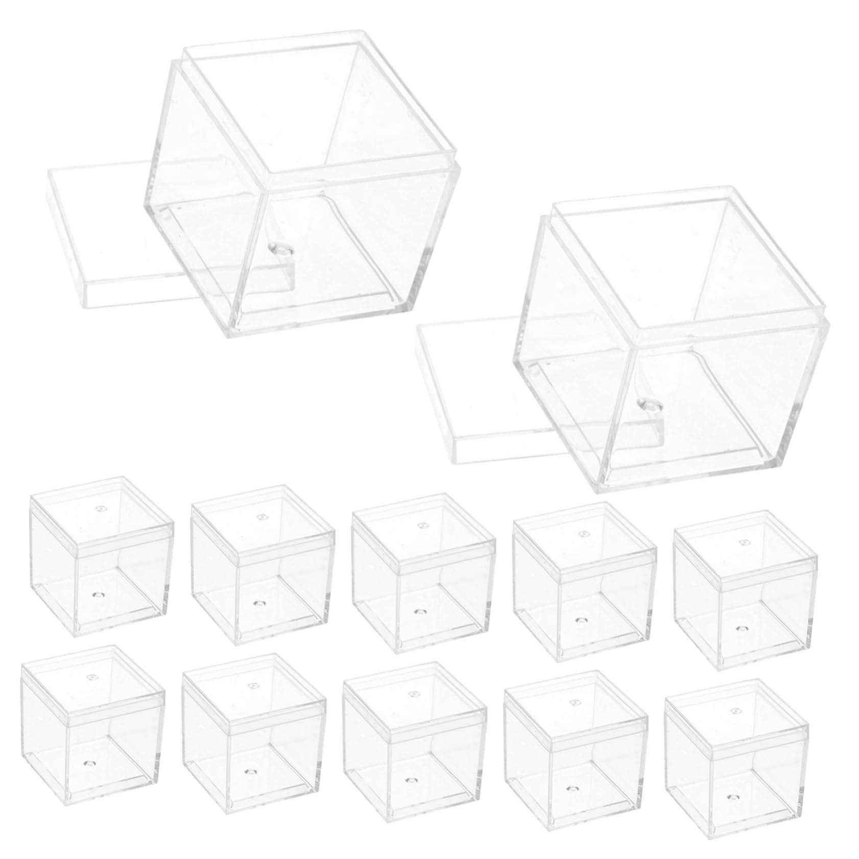 PRETYZOOM 12pcs Mineral Specimen Showcase Boxes 3.3cm Square Plastic Space-saving Stacking Design Organizer