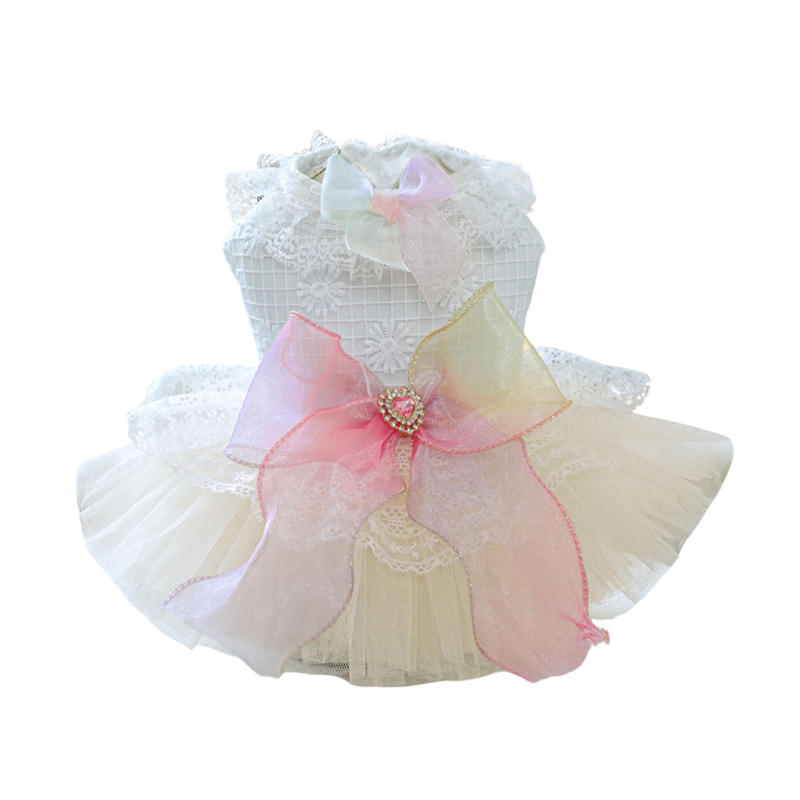 BT Bear Dog Dress - Puppy Wedding Princess Skirt, Dogs Luxury Bowknot Tutu Skirt Wedding Party Outfits for Cats Small Dogs Girl,White S โ image 1