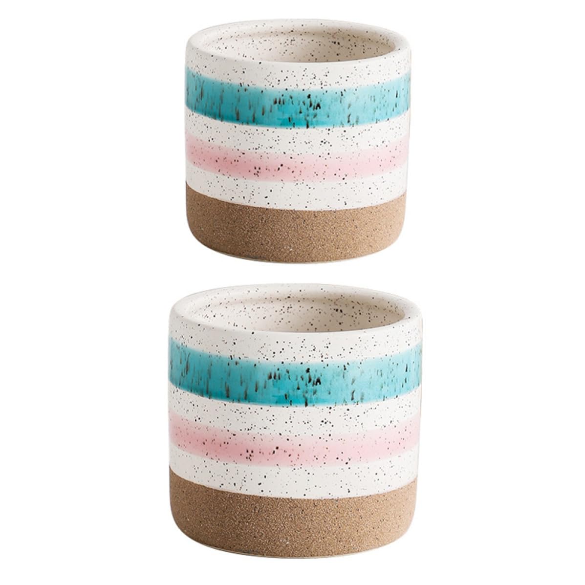 UKCOCO Blumentopf Handbemalt Keramik Tischblumentopf 2 Stück Ungebrannter Topf Schlichtes Design für Sukkulenten und Blumen für Café und Wohnzimmer