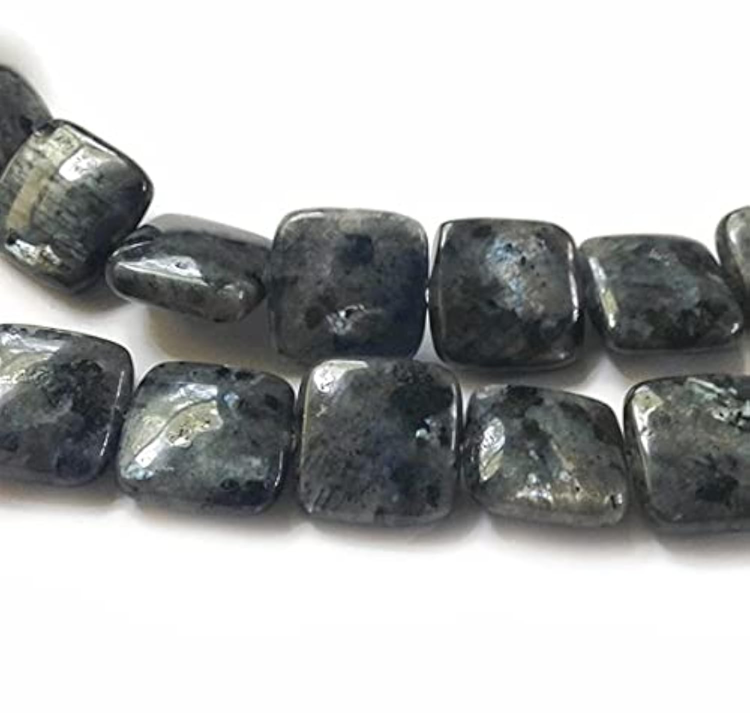 Labradorite noire naturelle 12mm : perles carrées lisses pour enfilage et bijoux