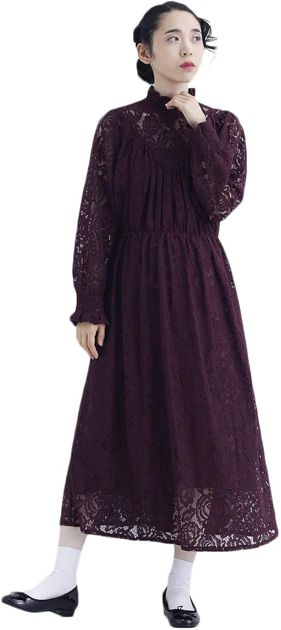 Amazon Co Jp メルロー Merlot Plus ハイネック花柄総レースワンピース Free ワイン 結婚式パーティー 服 ファッション小物