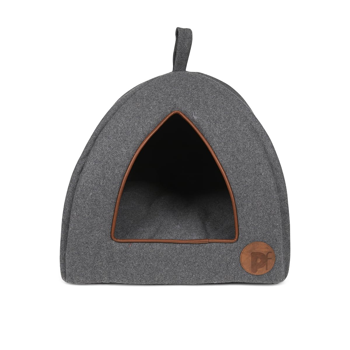 Petface Graphite Grey Felt Igloo Cat Bed, Reversible Soft Fleece Cushion, Cosy Enclosed Hideaway for Indoor Cats, 40H x 40W x 35D cm — image 1