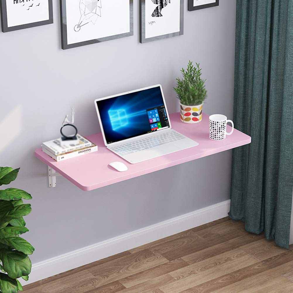 Table murale pliante à abattant bureau d'ordinateur rose 80x40cm