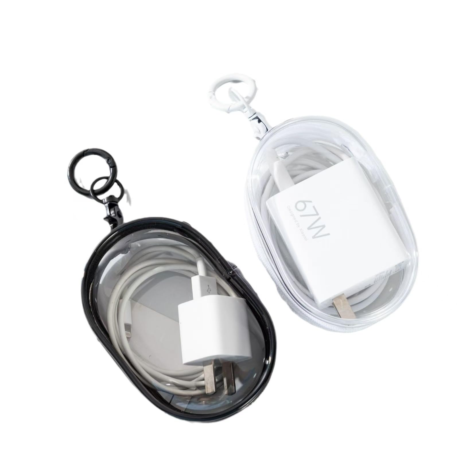 Charging Cable Storage Bag,2PCS Mobile Phone Charger Organizer Bag,Waterproof Bags for Travel,Electronic Cord Organizer Travel Case For Cable/Cord Storage Charging Cable (Black+White)