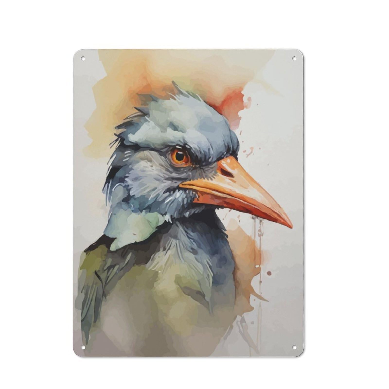 Junmoney Bird Watercolor For Garden Room Or Summerhouse, Rustic Tin Sign 40X30cm, Tin Sign Wall Decor For Garden Rooms And Summerhouses