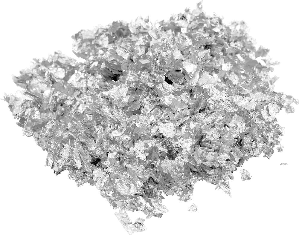2 Bottles Silver Foil Flakes Gilding Flakes Imitation for Nails Painting Arts Crafts Resin Jewelry Making Decoration (15g/Bottle) (Pack of 2) 2