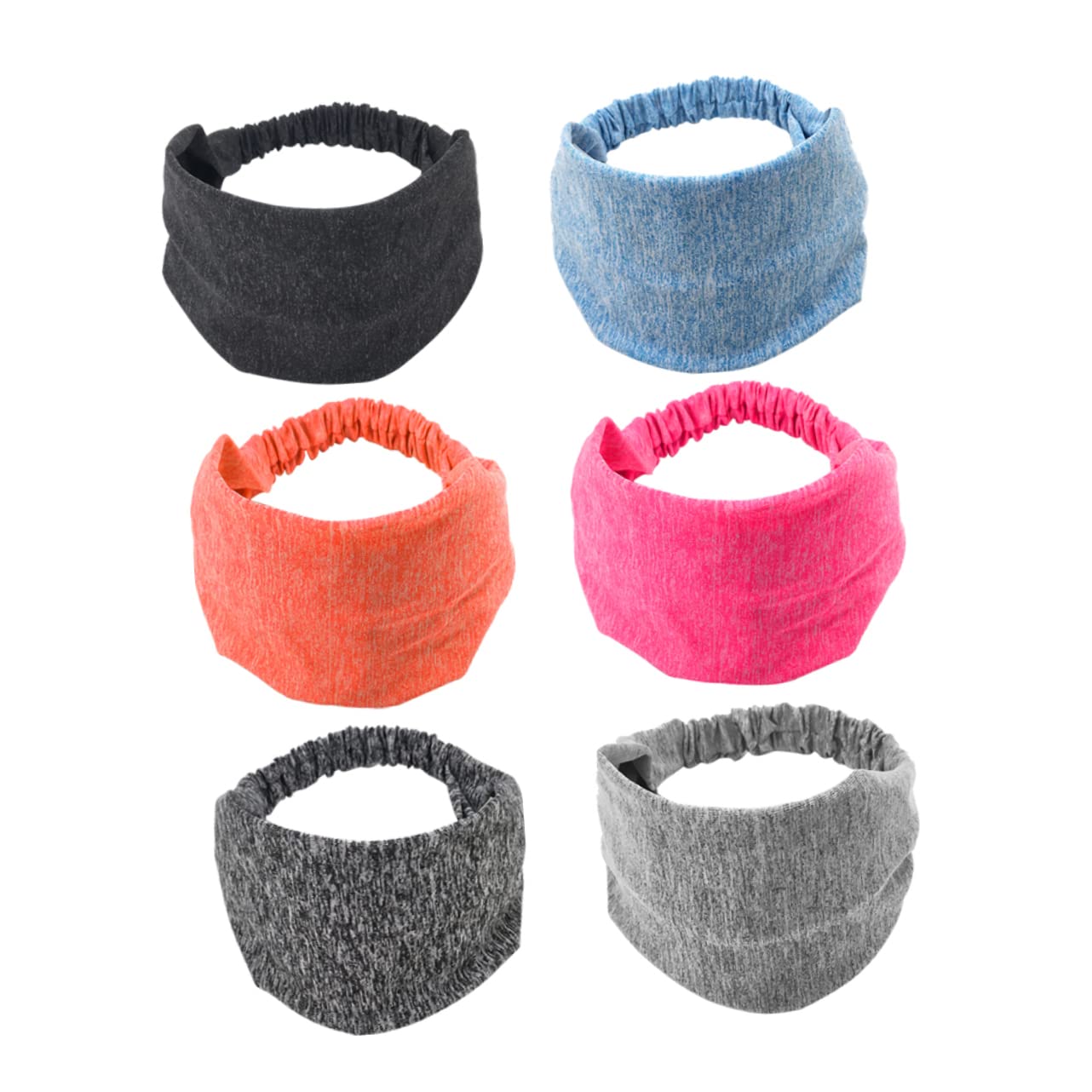 Beaupretty 12pièces Bandeau Large Anti-dérapant Pour Femmes Élastique Confortable Pour Yoga Course Et Activités Sportives Fluo Orange Argenté Bleu Foncé