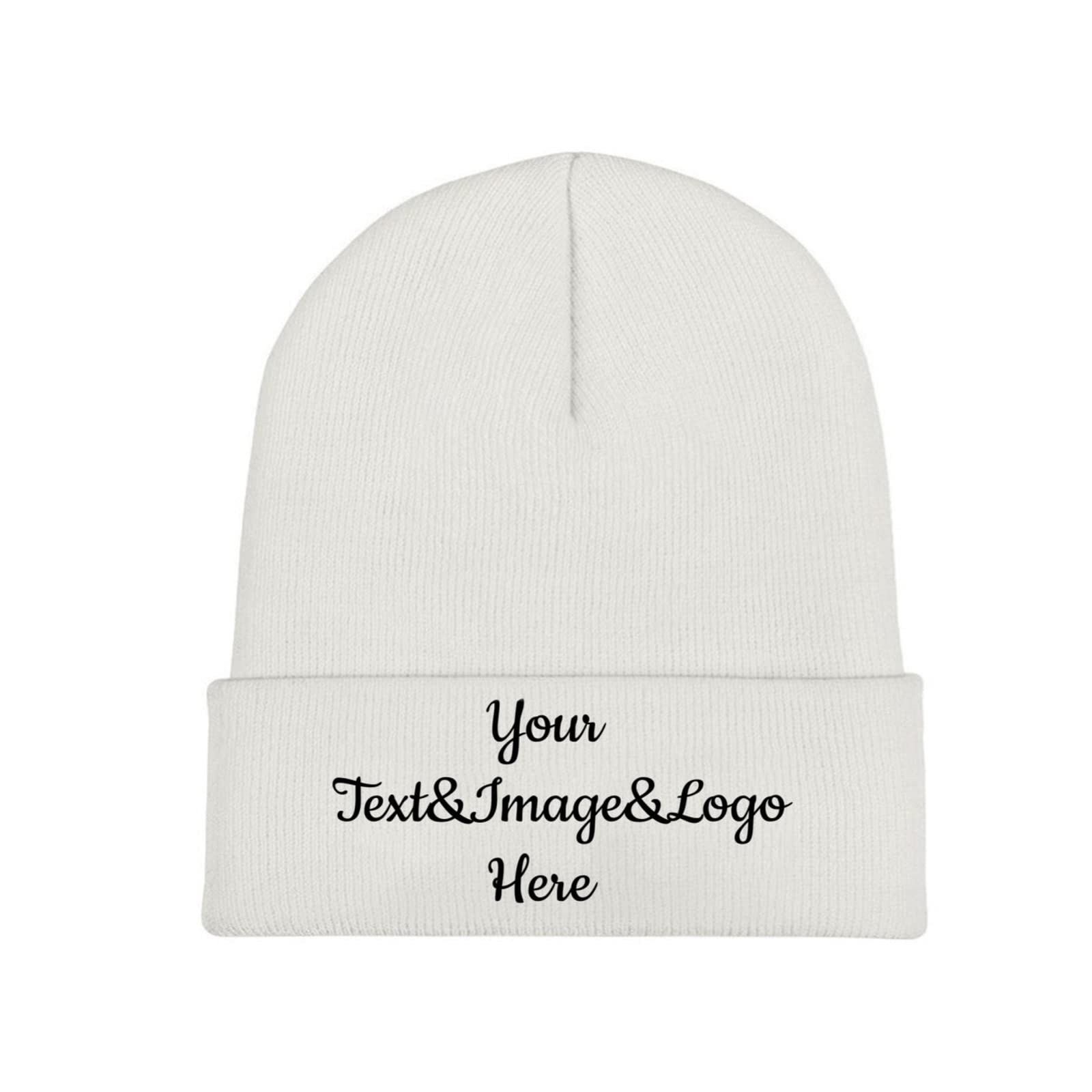 Miujonvy Unisex White 0 Customized Hat Slouch White Beanie Your Text&Image&Logo Here Personalized Hat