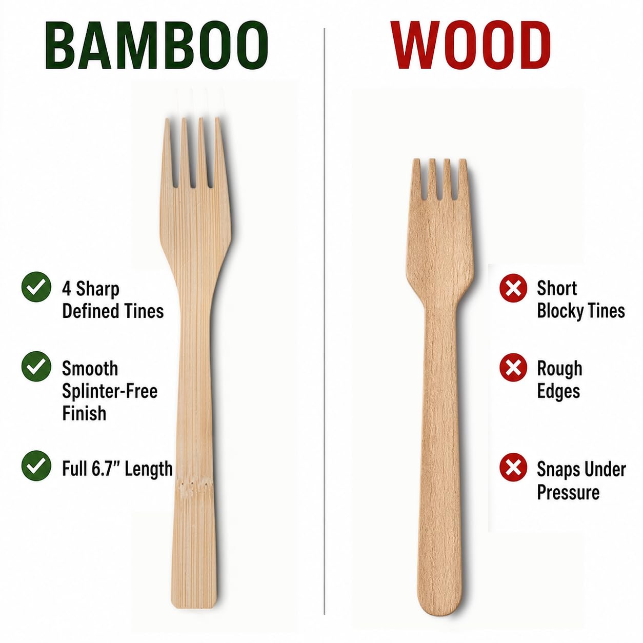 2ZEBRAZ 100% Bambus-Utensilien-Set mit 300 Löffeln, biologisch abbaubar, Besteck für Partys, Veranstaltungen, Grillen und Camping, wiederverwendbar oder Einweg, glatt, geruchlos, robustes Besteck