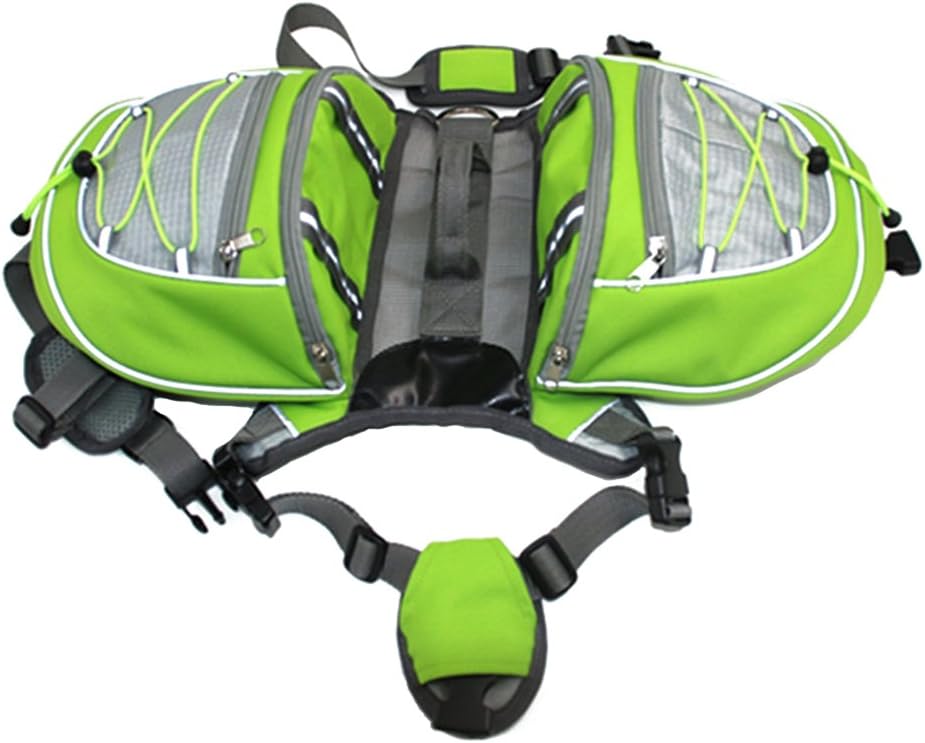 Dog Backpack Adjustable Bag For Dogs Outdoor Travel Hiking Camping Training Carriers Portable Breathable Saddle Bag (Green Small)