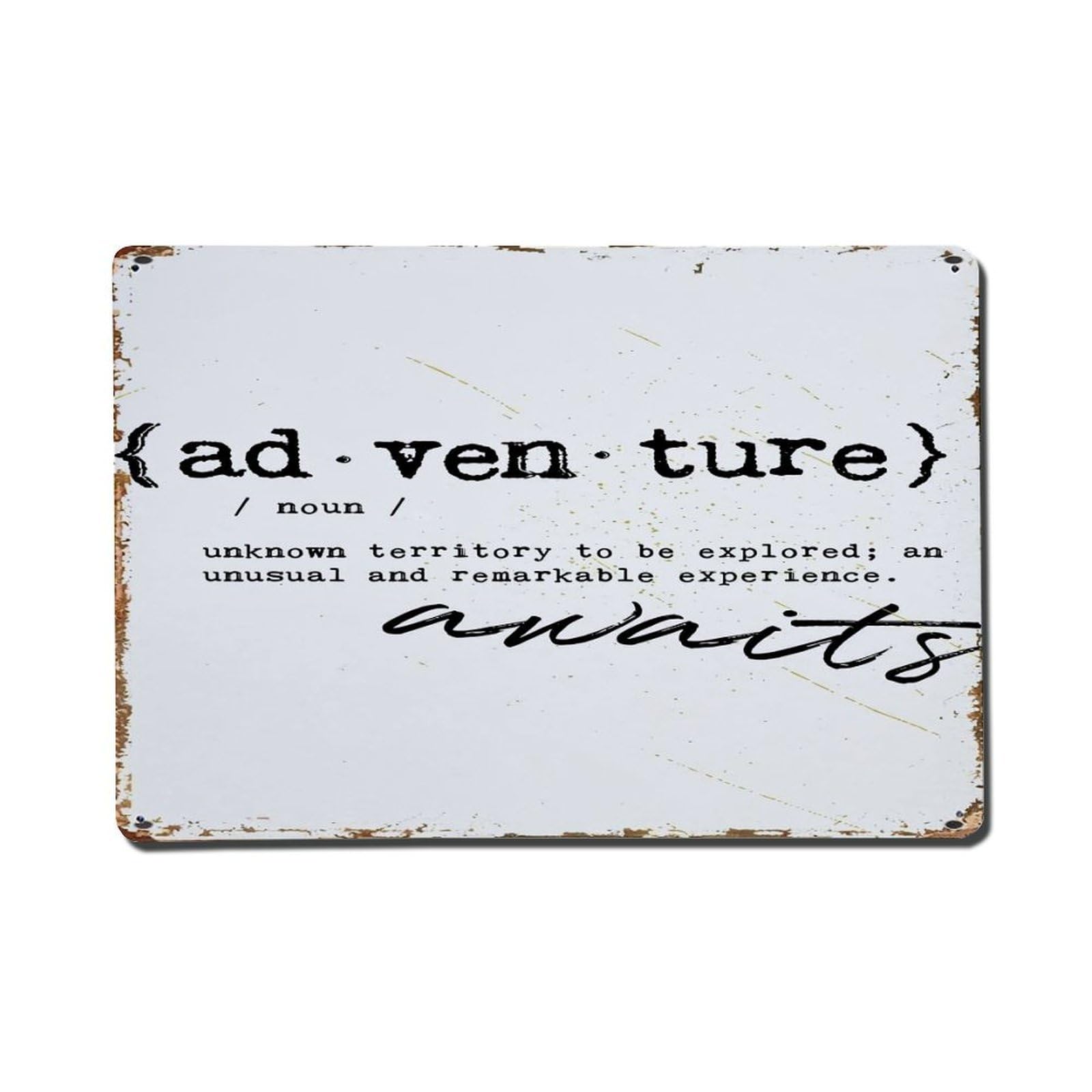 Adventure Awaits Unknown Territory Exploration Metal Tin Sign Plaque