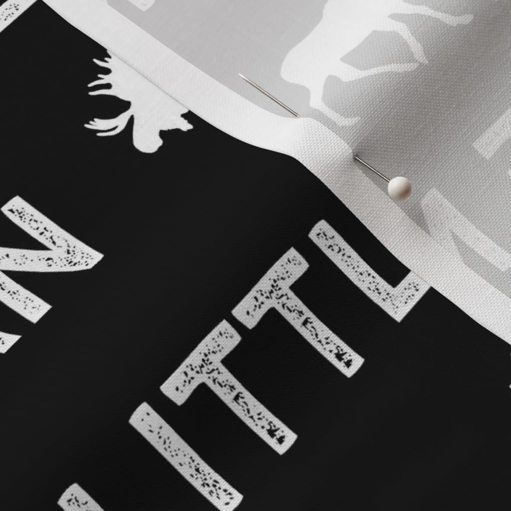Spoonflower Fabric - Little Man Black Moose White Typography Trendy Boy Woodland Printed on Petal Signature Cotton Fabric Fat Quarter - Sewing Quilting Apparel Crafts Decor