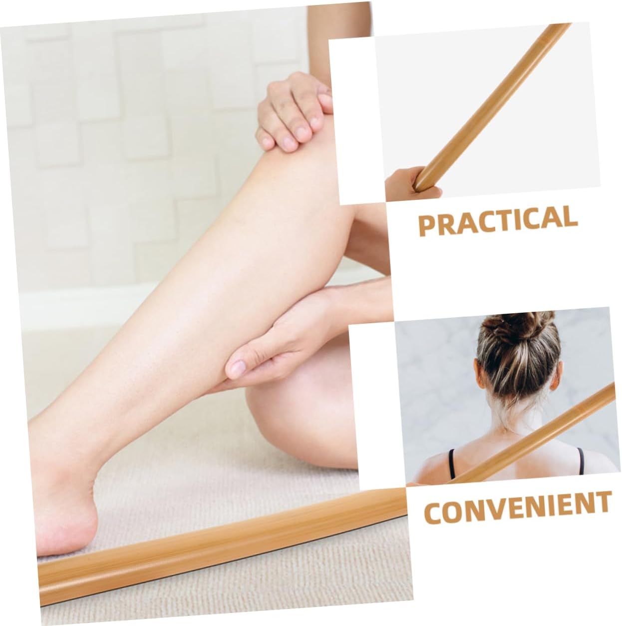 Bamboo Massage Stick for Body Smooth Meridian Stick Fatigue Relief Massager