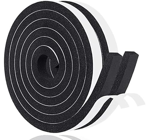 Bande d'étanchéité autocollante pour portes - Joint de fenêtre Joint en caoutchouc - Anti-collision - Insonorisé - Étanche et anti-poussière 12 x 10mm x 4M, Noir