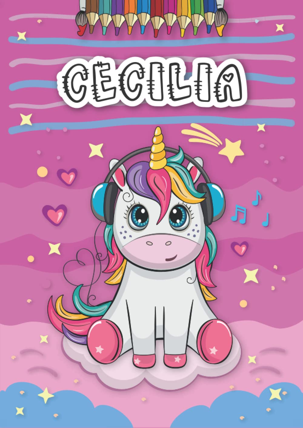 Cecilia: Personalized Coloring Book for Cecilia | Theme: Unicorn | Birthday gift for girl, daughter ... | Ages: 4-8 | 25 unicorn designs with name
