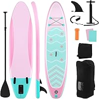 GYMAX Inflatable Stand Up Paddle Board SUP Kit with Paddle, Pump, Leash, Bag & Triple Fins - Stable Beginner SUP Board