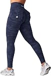 YEOREO Workout Leggings with Pockets for Women V Cross Waist Scrunch Charm Leggings No Front Seam Gym Yoga Pants