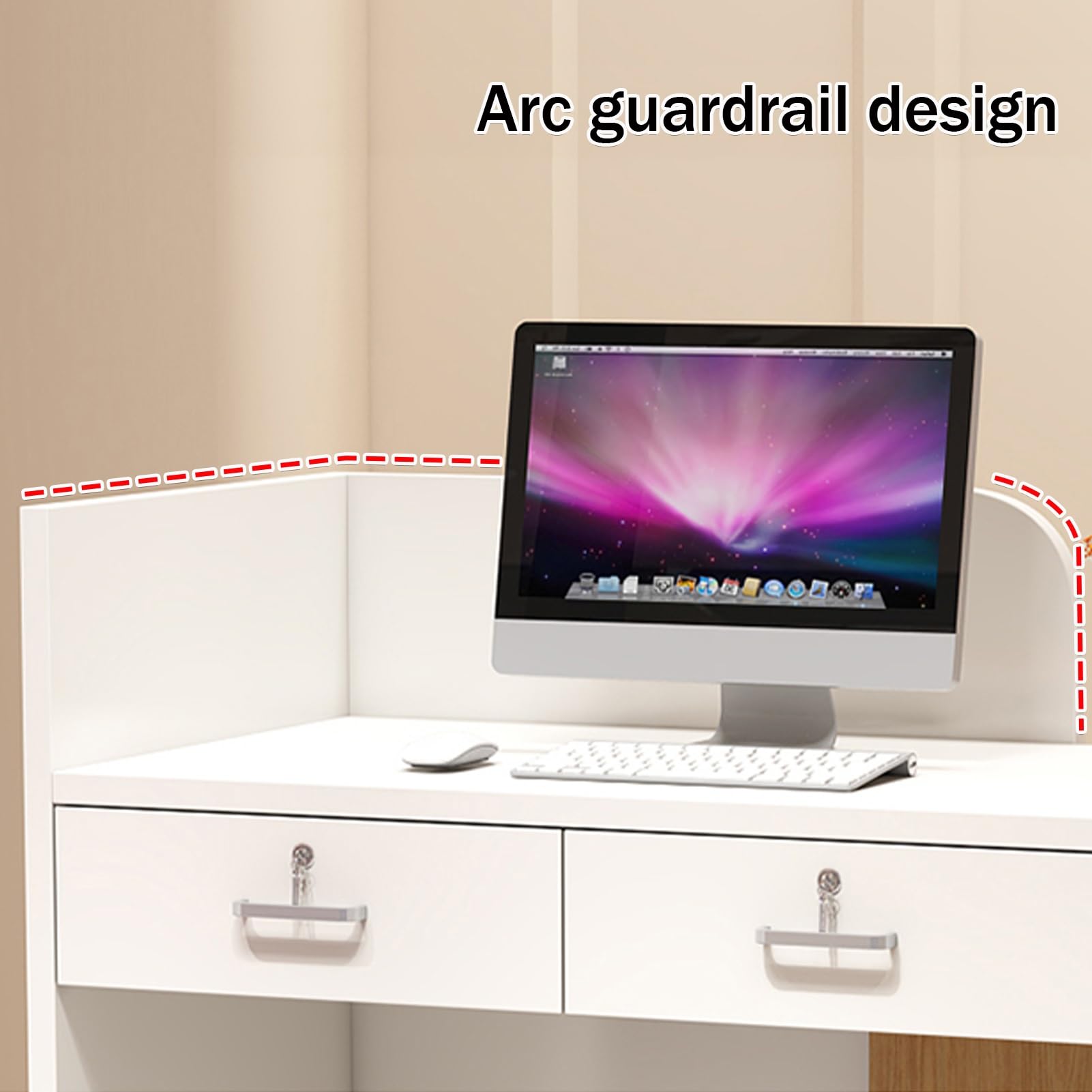 Generico Elegante bancone Reception Moderno con cassetto e passacavi, bancone Cassa da 100 cm con parapetto, Marrone e Legno, bancone Front-End Funzionale per Uso commer
