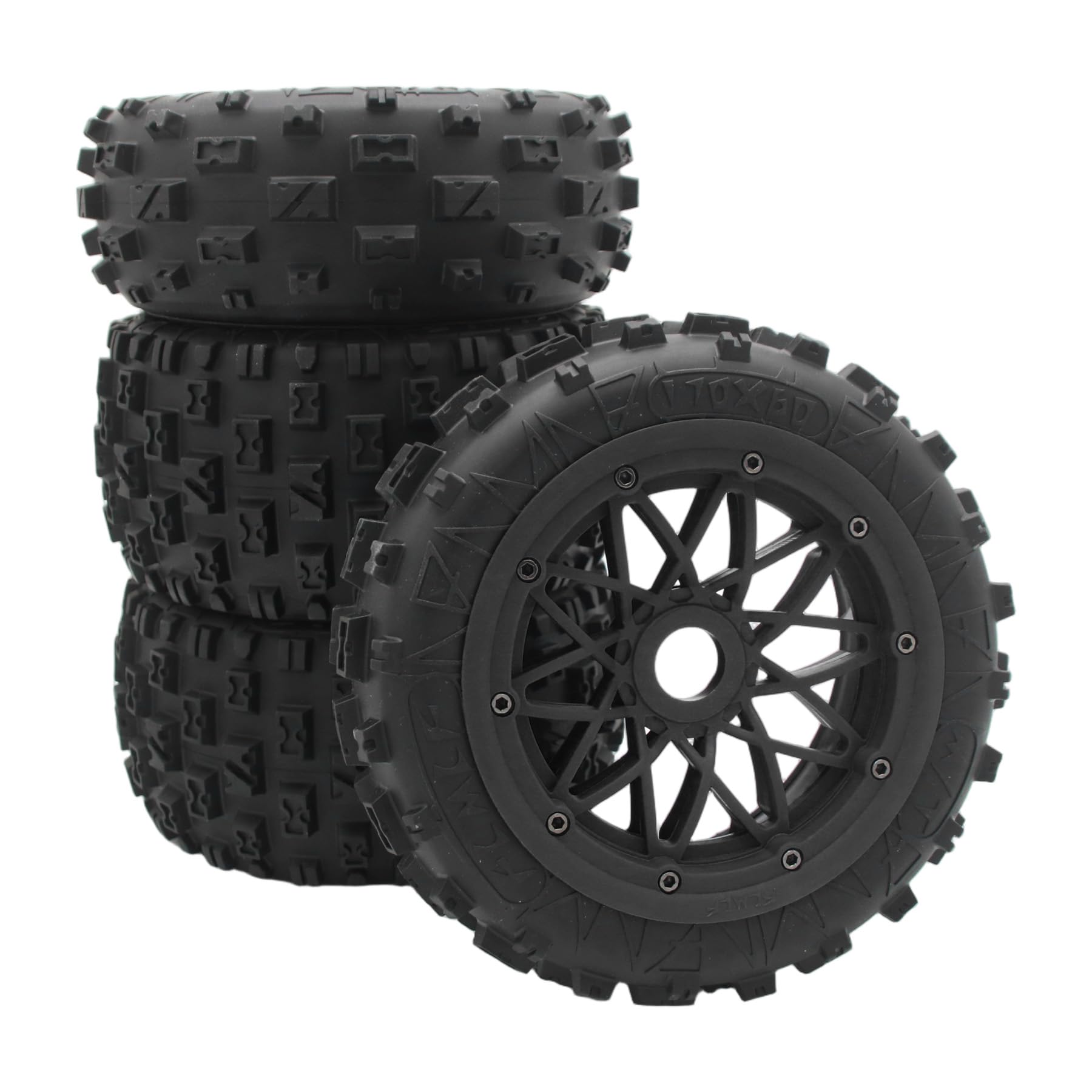smTSRC Front and Rear Wasteland Tires Assembly for 1/5 HPI Baja ROVAN KM 5B Rc Car Parts (Black)
