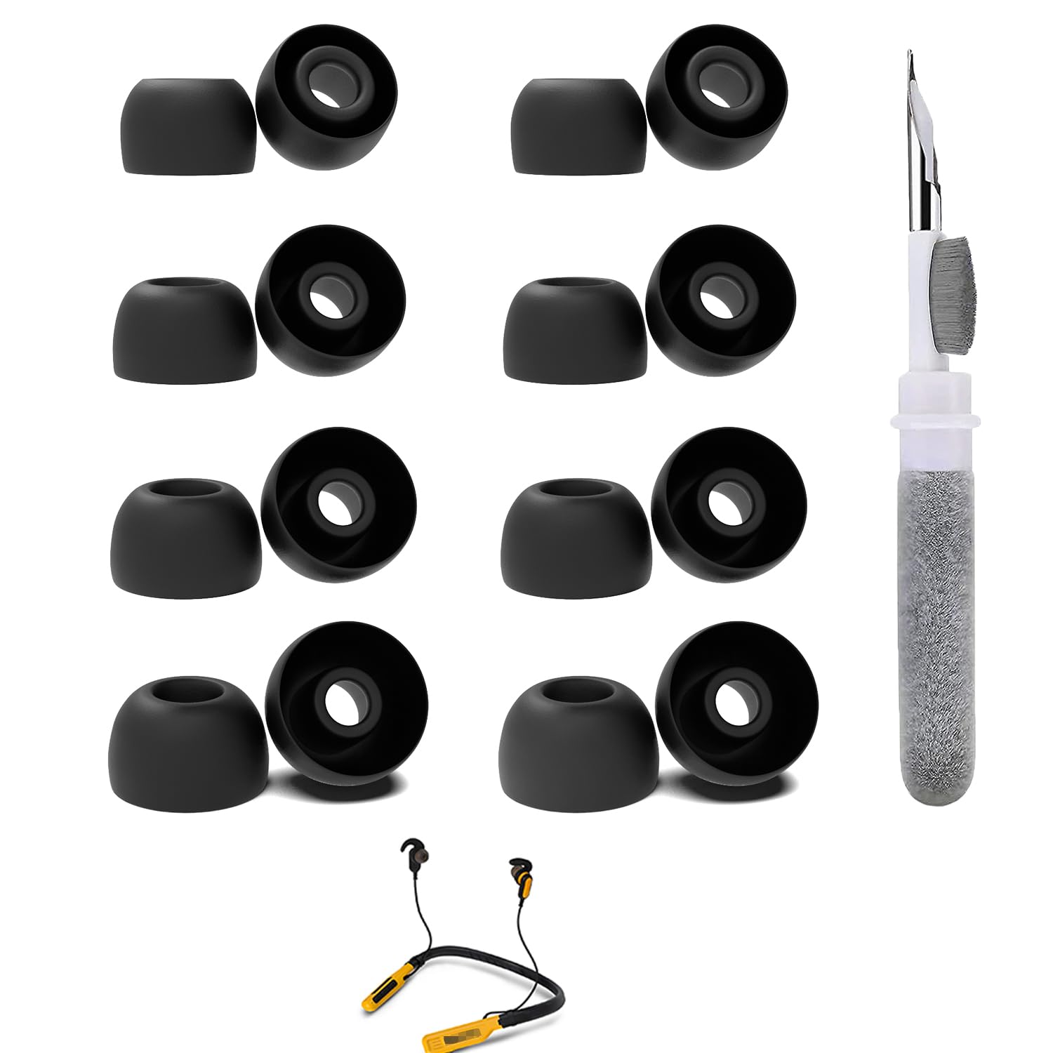 Vykyntow 8 Pairs Replacement Silicone Ear Buds Tips Compatible with DEWALT Jobsite Pro/Jobsite Pro Max/Jobsite, Monster, COTOE, YINYOO, TONEMAC, Fits