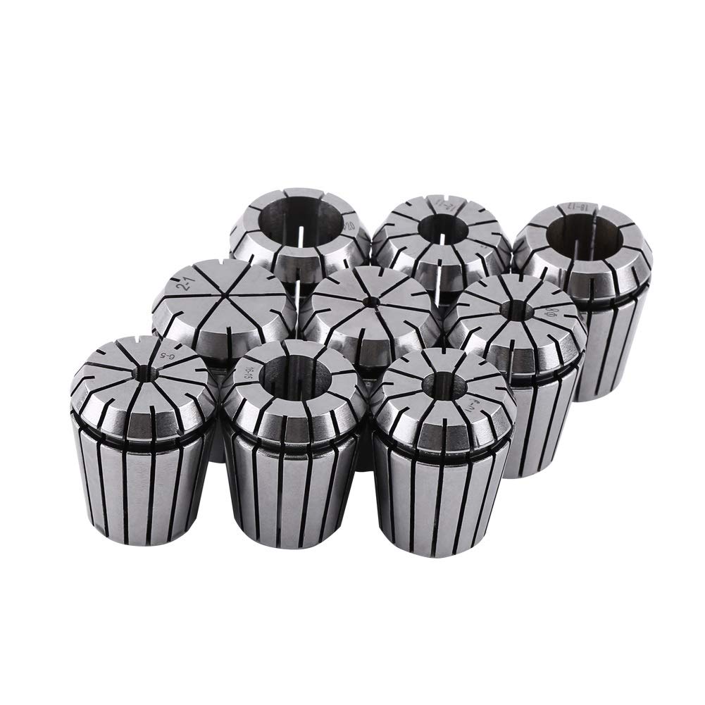 Samfox ER32 Juego de Boquillas, 9 Piezas Juego de Boquillas de Resorte CNC Cuchillas Torno Spring Collet 2-20mm para Máquina de Grabado CNC y Herramienta de Torno de Fresado