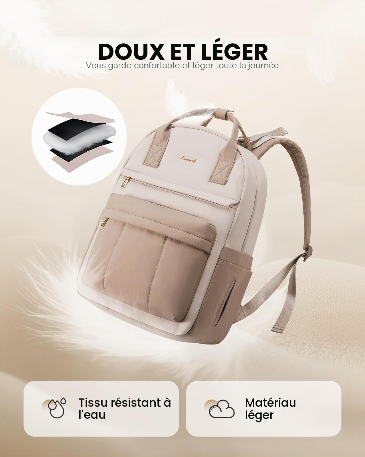 LOVEVOOK Sac à dos à langer léger avec matelas à langer