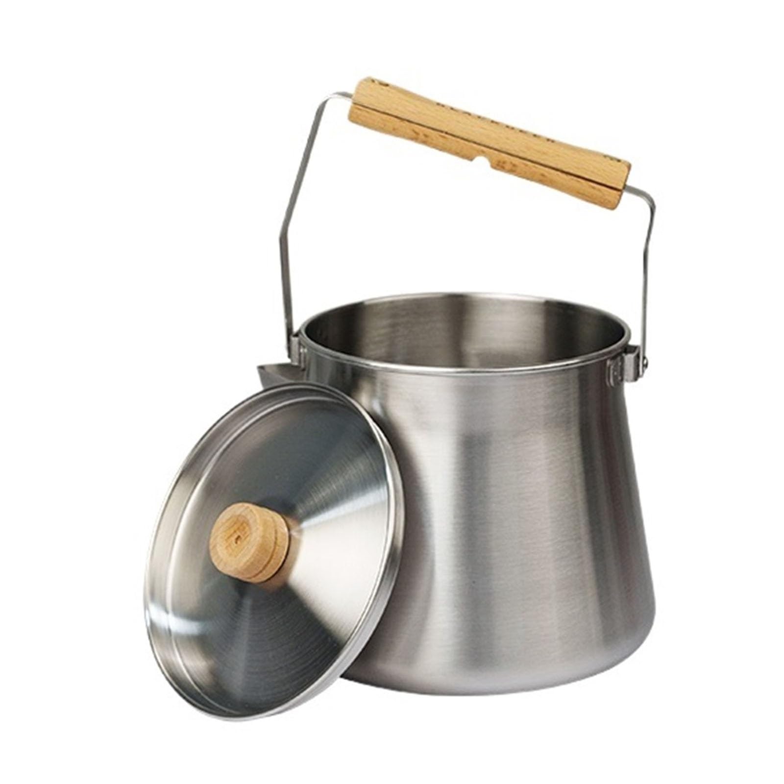 Bouilloire Camping 1,6L Acier Inoxydable 304 - Bouilloire Portable Noire Pour Feu De Camp, Café Et Thé