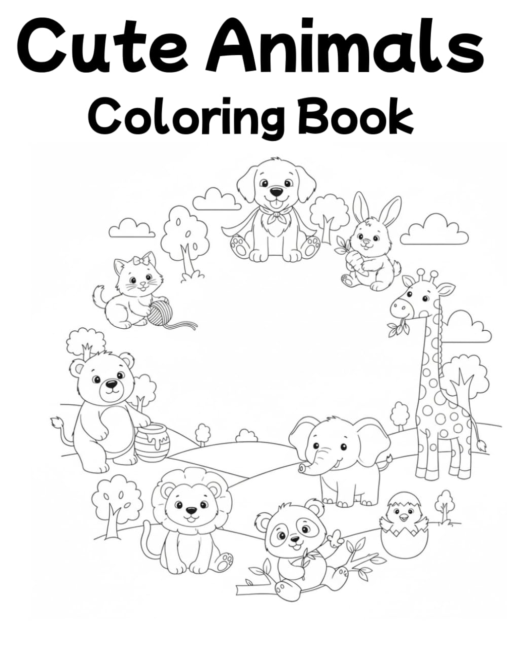 Cute Animals Coloring Book for Kids: Let's learn animal names while playing