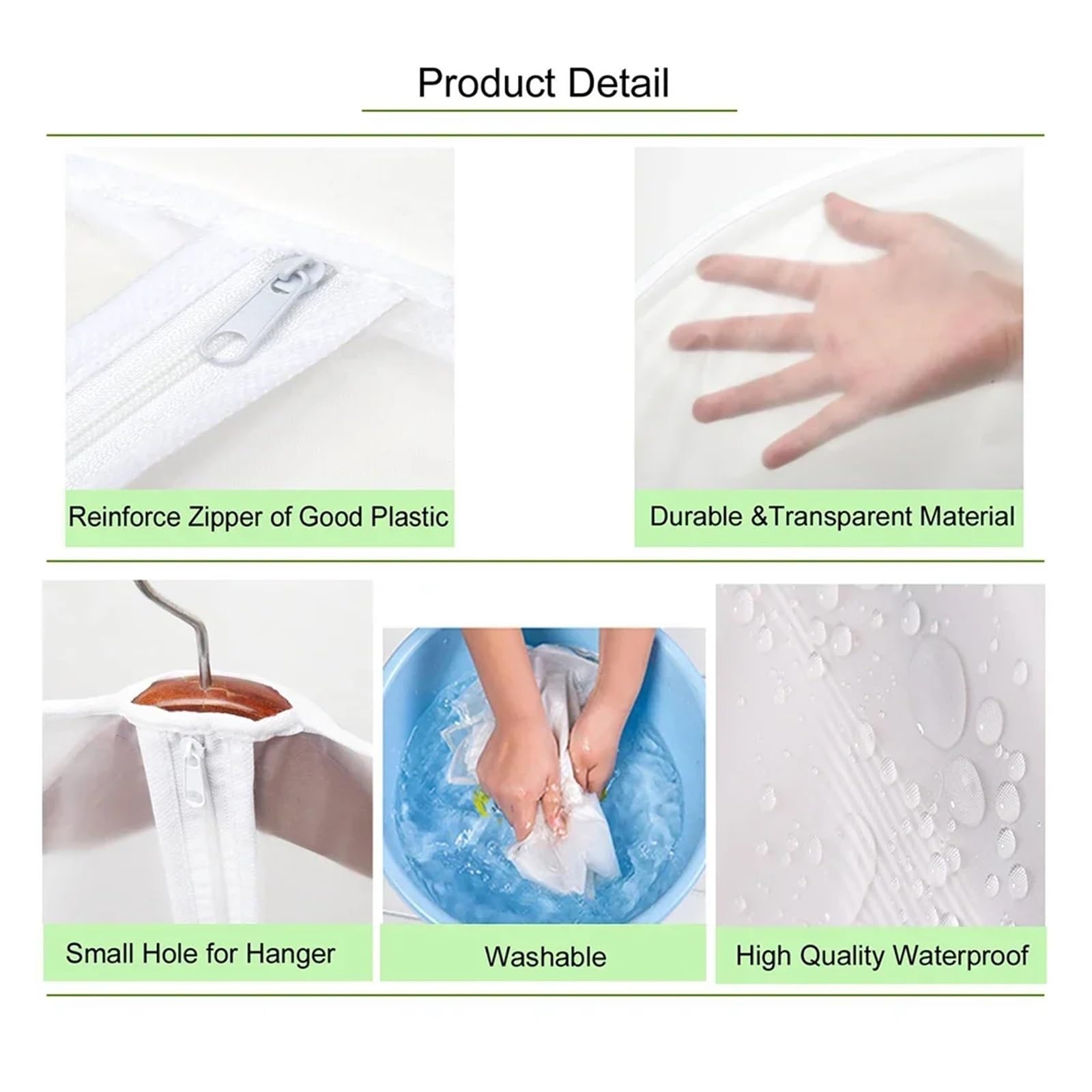 fundas para ropa 5PCS Transparent Clothing Covers, Garment Suit & Jacket Dustproof Protector Bags, Travel & Storage Dust Cover