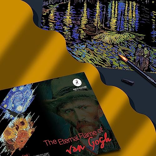 scratch art rainbow painting paper 4 pcs vincent van gogh engraving art amp craft set diy sketch card scratchboard for kids amp adults cafe terrace at night sunflowers starry night over the rhonevg