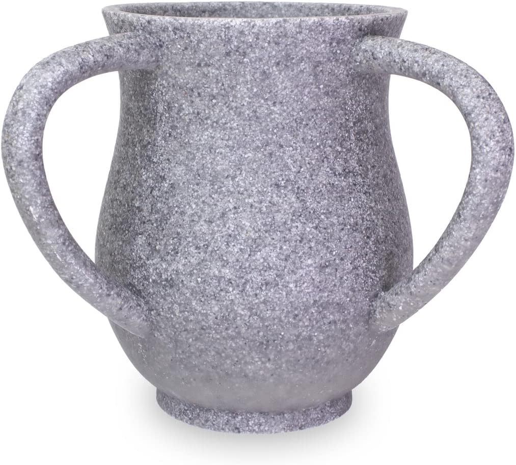 (D) Judaica Wash Cup With 2 Handles Jewish Decor (Silver Crystal)