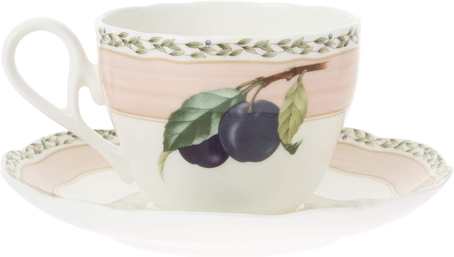 Noritake T97887/4911-2 Cup & Saucer (Coffee/Tea), 8.5 fl oz (250 cc), Orchard Garden Microwave Safe, Bone China