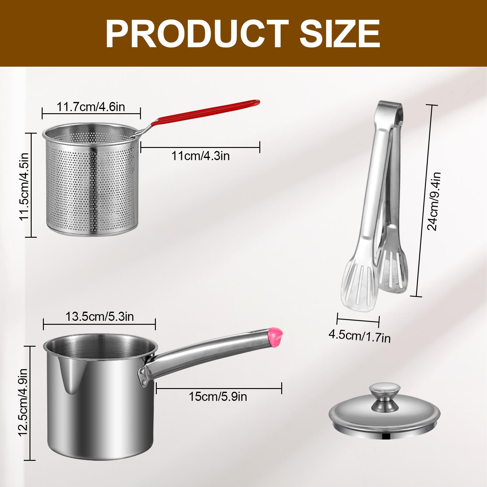 DYUEE Fritteusentopf 2L Edelstahl - Ölsieb Mit Korb Und Deckel Zum Ölfiltern