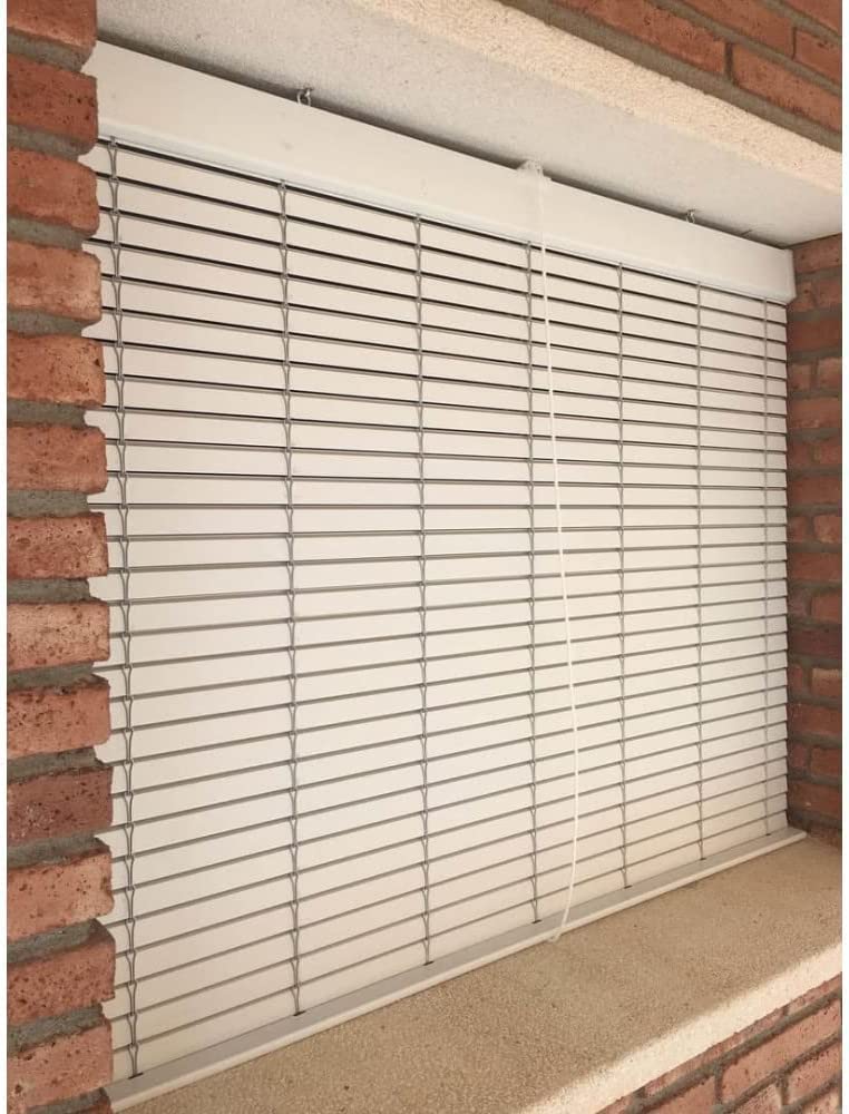 Stores enrouleurs en PVC Blanc sur Mesure – Portes et fenêtres – Installation Facile – PERTONI TENDE (Haut 100cm x 110cm Large)