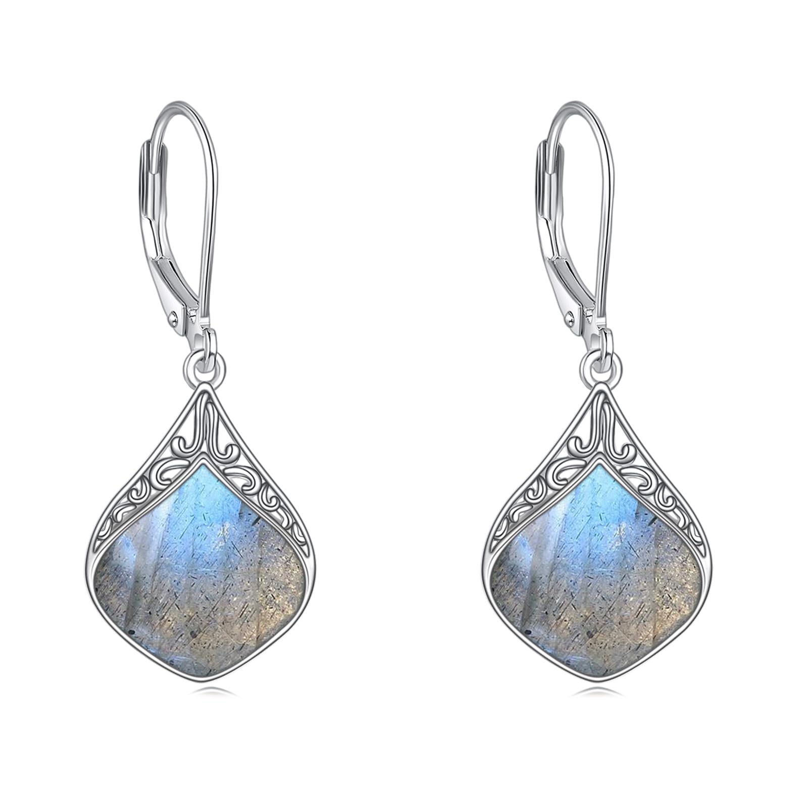 Mondstein Ohrringe Sterling Silber Filigran Irisch Keltisch Teardrop Mondstein Tropfen Ohrringe Schmuck Geschenke für Damen