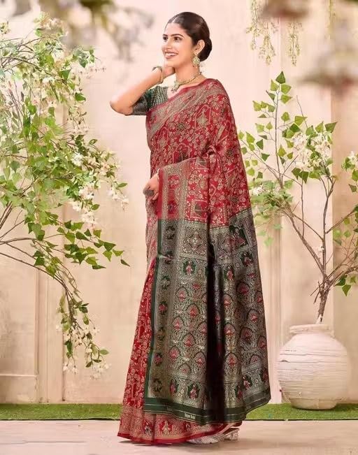 Image of Yashika Women's Banarsi Silk Saree with Blouse Piece for Traditional Ethnic Wear Sari