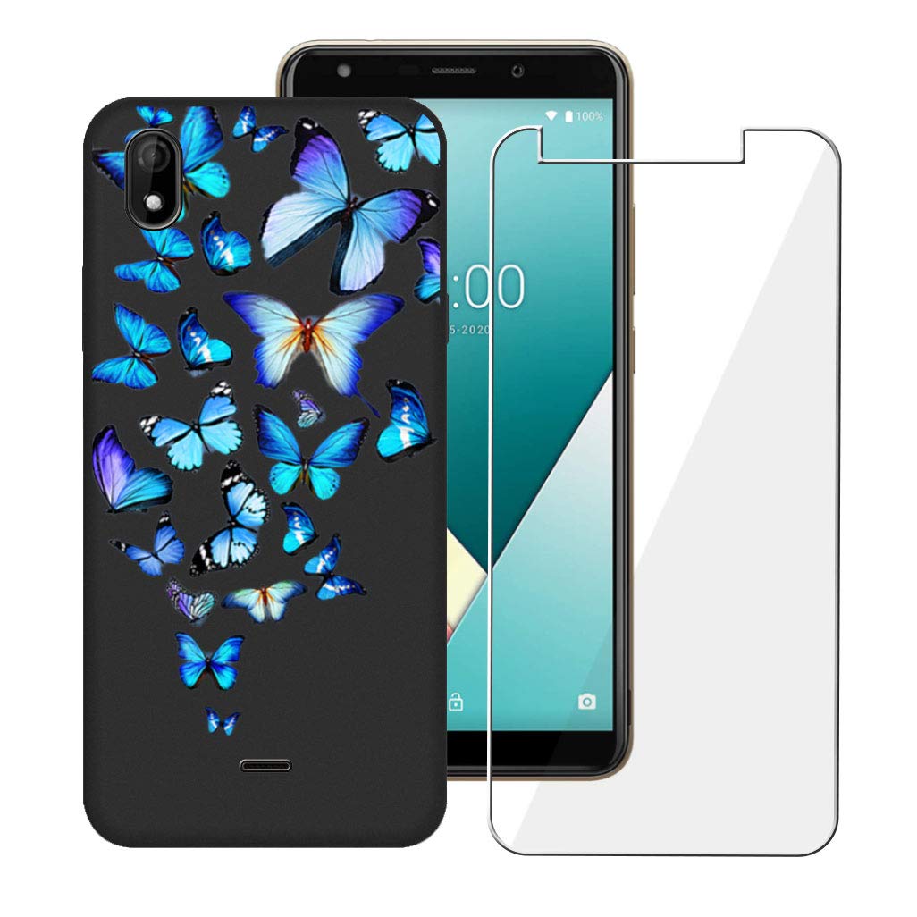 Coque Pour Wiko Y61 (5.99") Silicone Case Verre Trempé, Film Protection Pour Wiko Y61 Etui Housse Souple Noir TPU Cover BTQ - Téléphonie