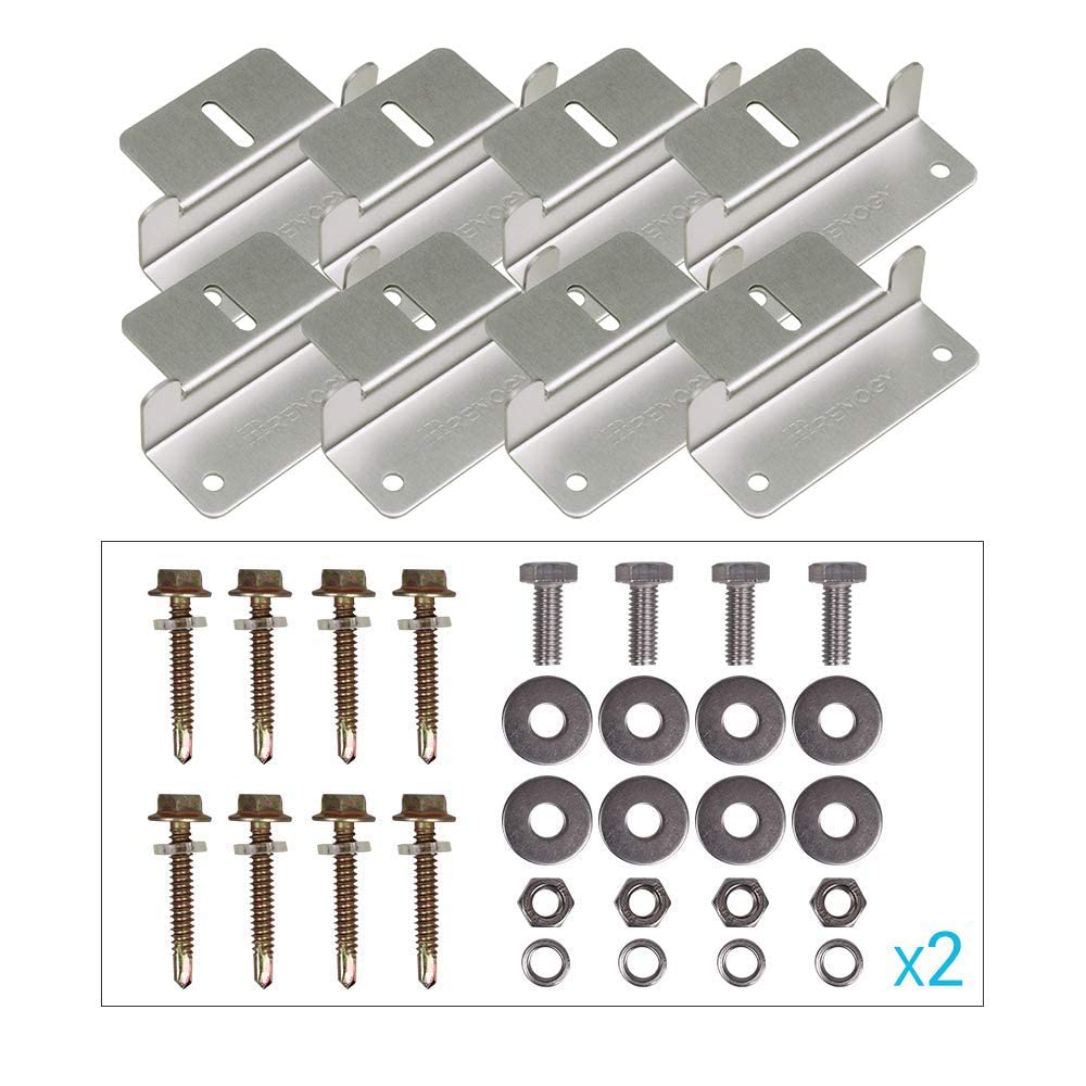 Renogy Solar Panel Z Brackets Holder 2 Sets, for Mounting Solar Panel Roof Mount Z Bracket with Nuts and Screws for Motorhome, Boat, Roof, Wall and Other Off-Gird Roof Installation, 8 Pieces