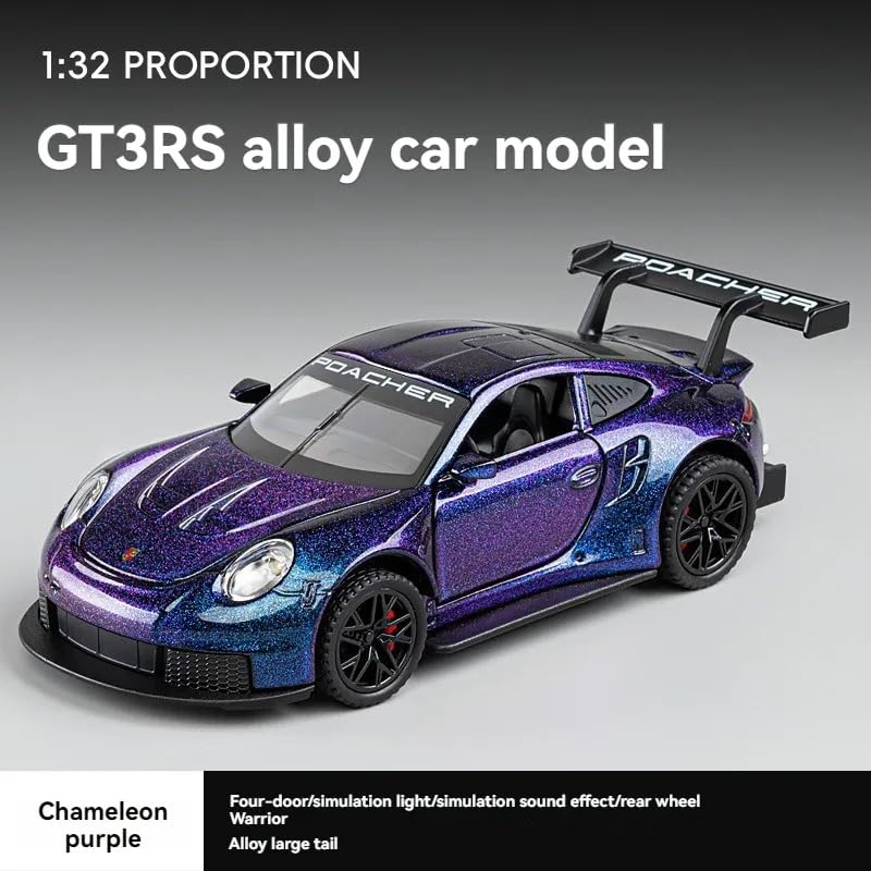 Image of MANAKI ENTERPRISE 1:32 Porsche GT3 RS Alloy Diecast Pullback Metal Car Toy with Sound Light & Opening Doors - Best Gift Toy for Kids【Colors as Per Stock】