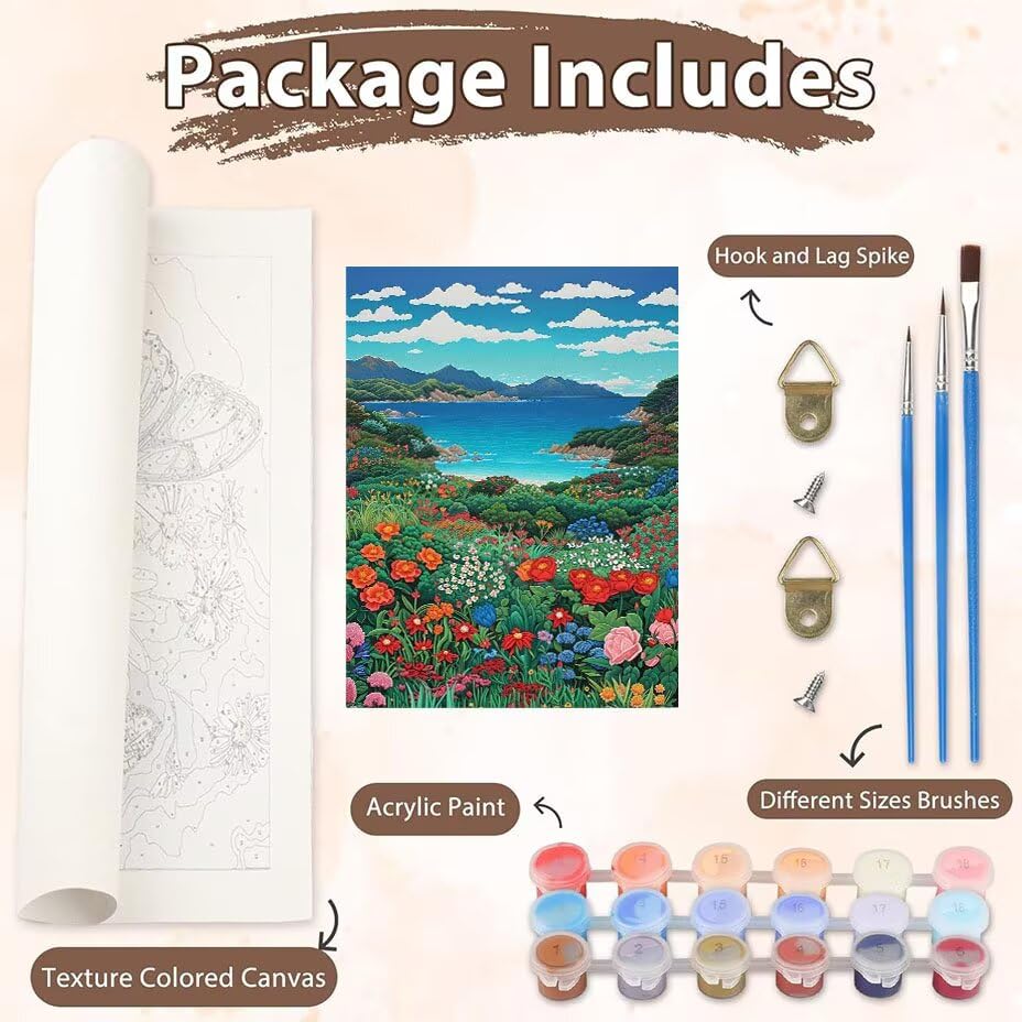 Cuadros para pintar por números kit adultos paisaje río lienzo grande manualidades acrílico W0-177 3