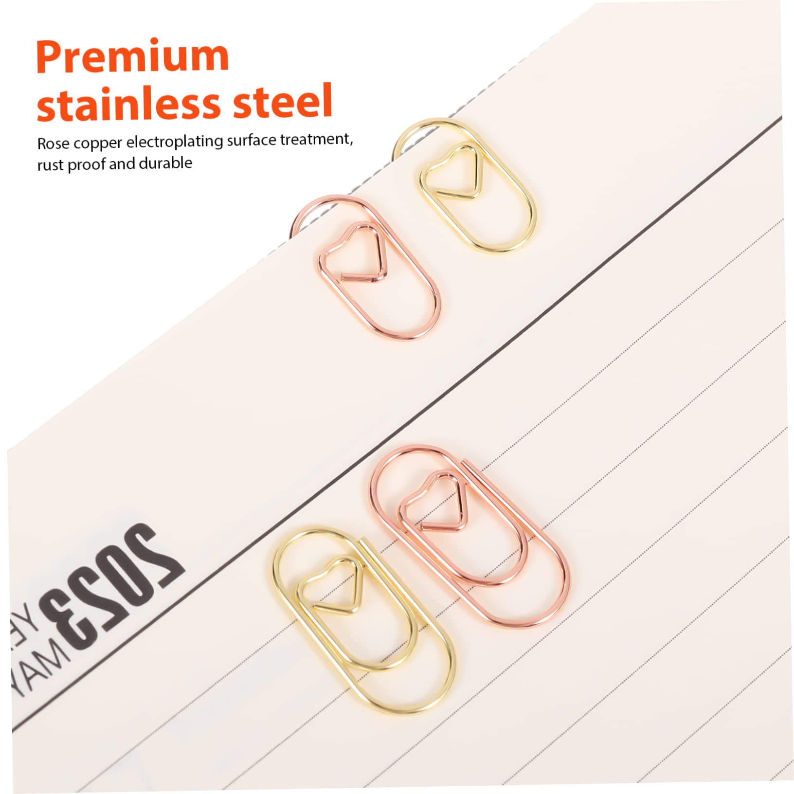 NUOBESTY 800 Stk Liebe Büroklammer Büromaterial Für Frauen Büroklammern Klein Wiederverwendbare Büroklammern Kleine Heftklammern Lesezeichen-clips Bastelklammern Niedlich Roségold Metall