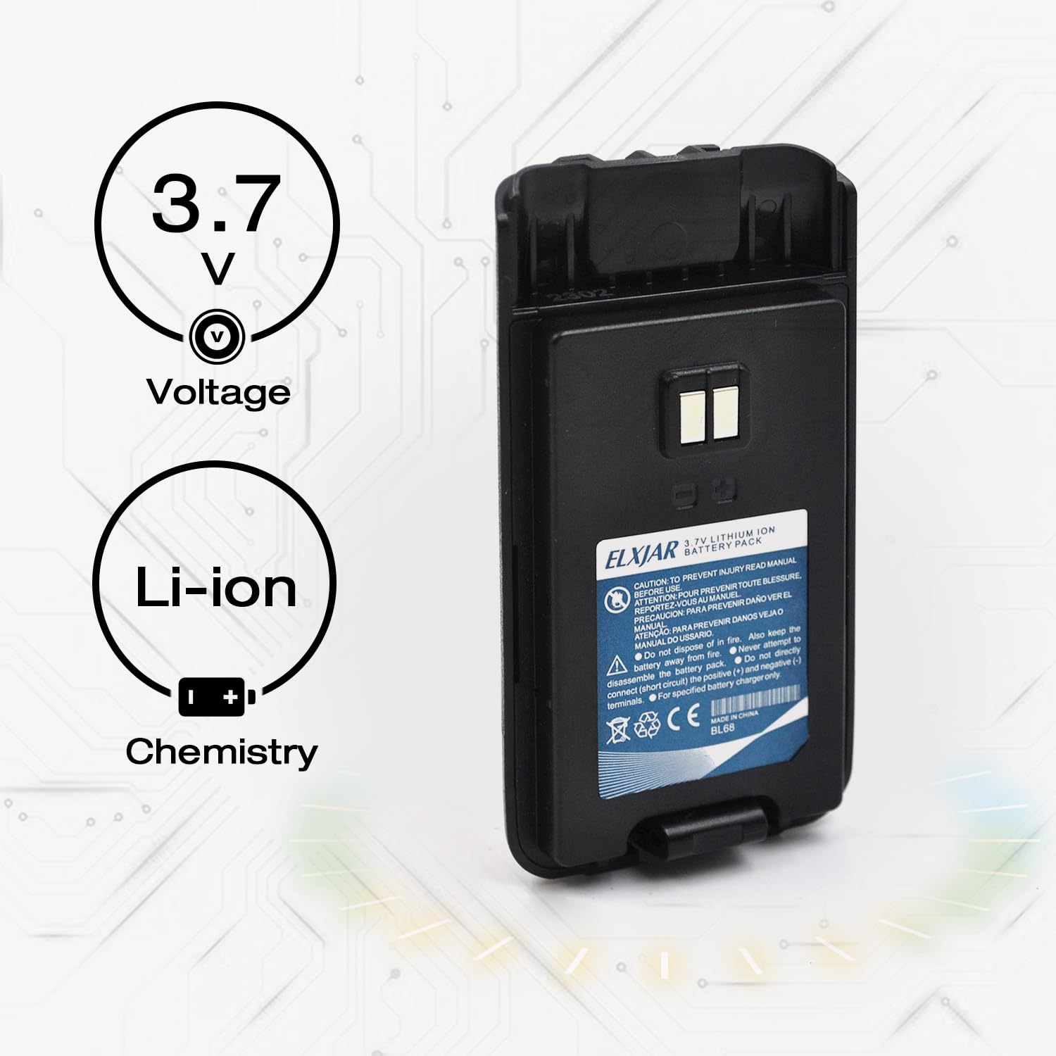 ROWSHEP (5-Pack) 3.7V 1200mAh Li-ion Battery Replacement for Retevis RT68 RT68B RT68S RT68Plus Two-Way Radios